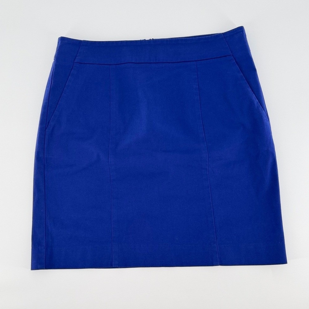 ANN TAYLOR Cobalt Blue Madison Skirt Size 4 Stretch Cotton Pencil Career